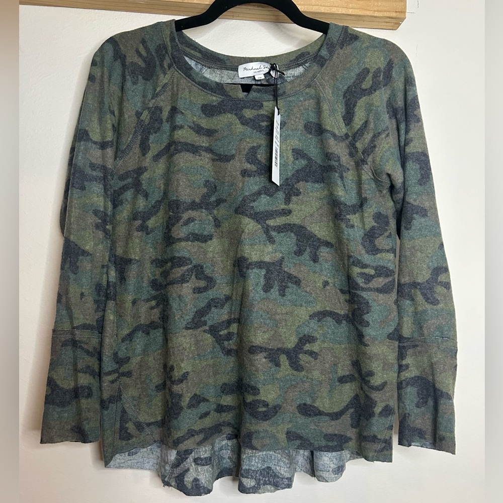NWT MICHAEL STARS TREASURE L/S NOTCH NECK HI LO SIZE XSP